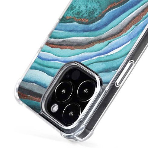 Turquoise Watercolor Geode iPhone 16 Pro MagSafe Case